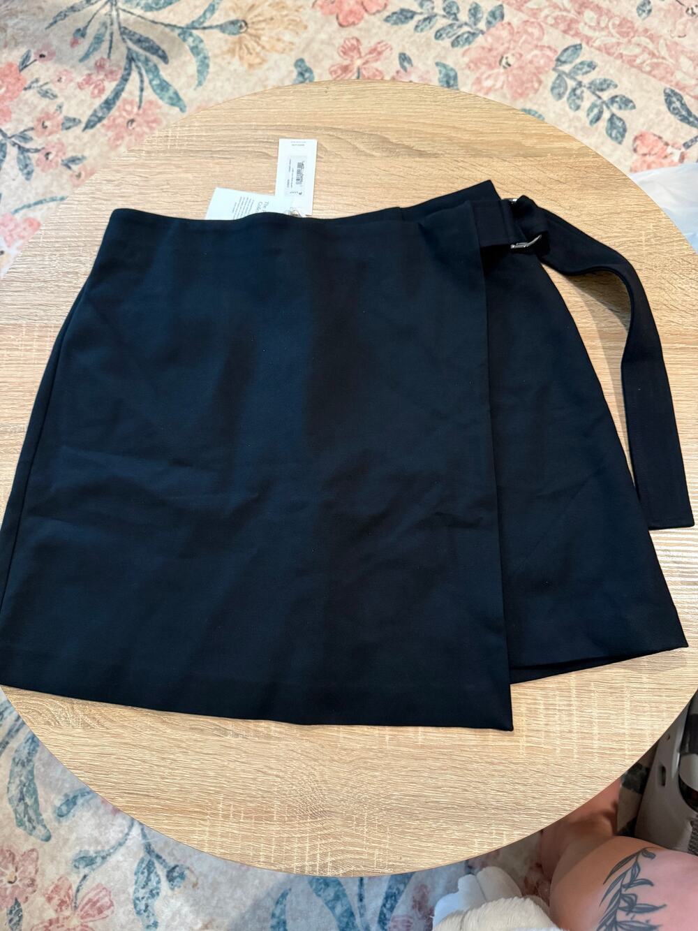 NWT Spanx womens black ponte wrap mini skirt size S/P business casual summer